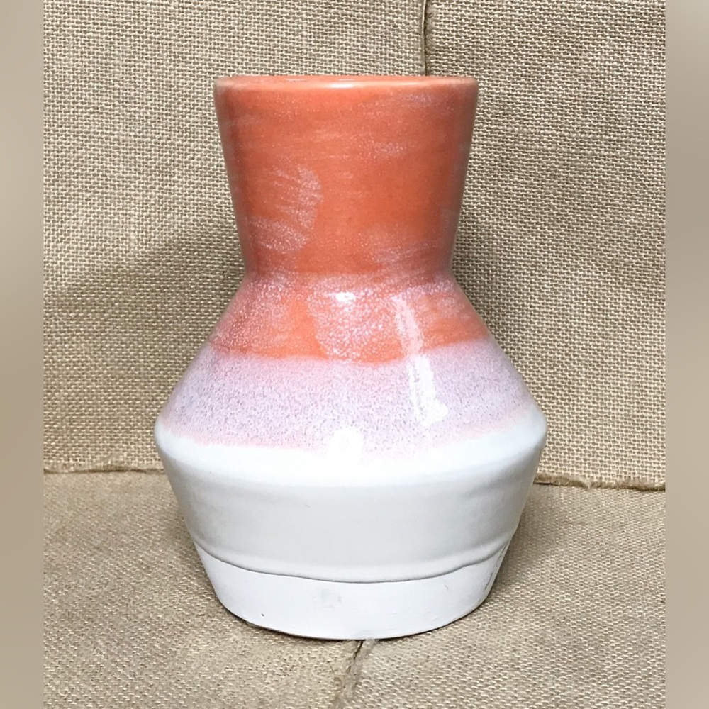 Project 62 Reactive Pottery Vase Orange Pink White Boho Cottage Core Summer